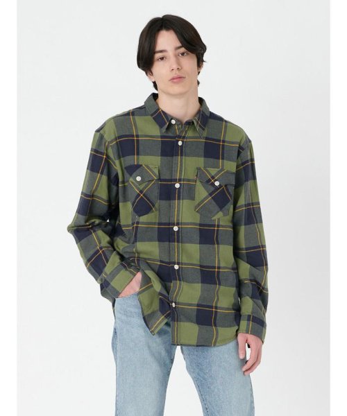 リラックスフィット ウエスタンシャツ グリーン GOUGH PLAID