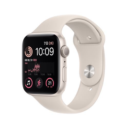 【台数限定】アップル(Apple) MNJX3J/A AppleWatch SE (GPSモデル) 44mmスターライトアルミニウムケースとスターライトスポーツバンド レギュラー