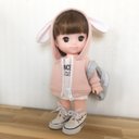 うさ耳ロングパーカー（ピンク）♡メルちゃんソランちゃん服