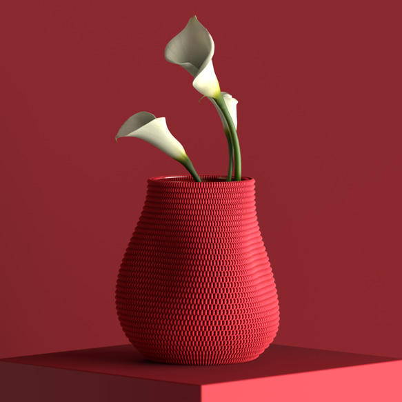 モダンデザインのアート花瓶 / 3dプリント製フラワーベース / オリジナルギフト / Weave Vase 01