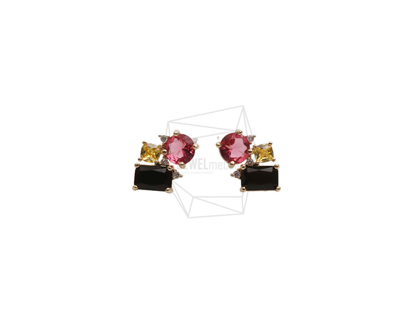 ERG-2549-G【2個入り】キュービックスクエアピアス/Cubic Square Post Earrings