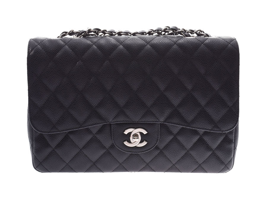 シャネル マトラッセ チェーンショルダーバッグ 黒 SV金具 レディース キャビアスキン 30cm Aランク 美品 CHANEL 中古 