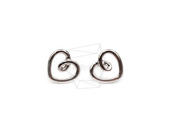 ERG-2450-R【2個入り】ハートピアス/Heart  Ear Post/ 13.6mm x 15mm