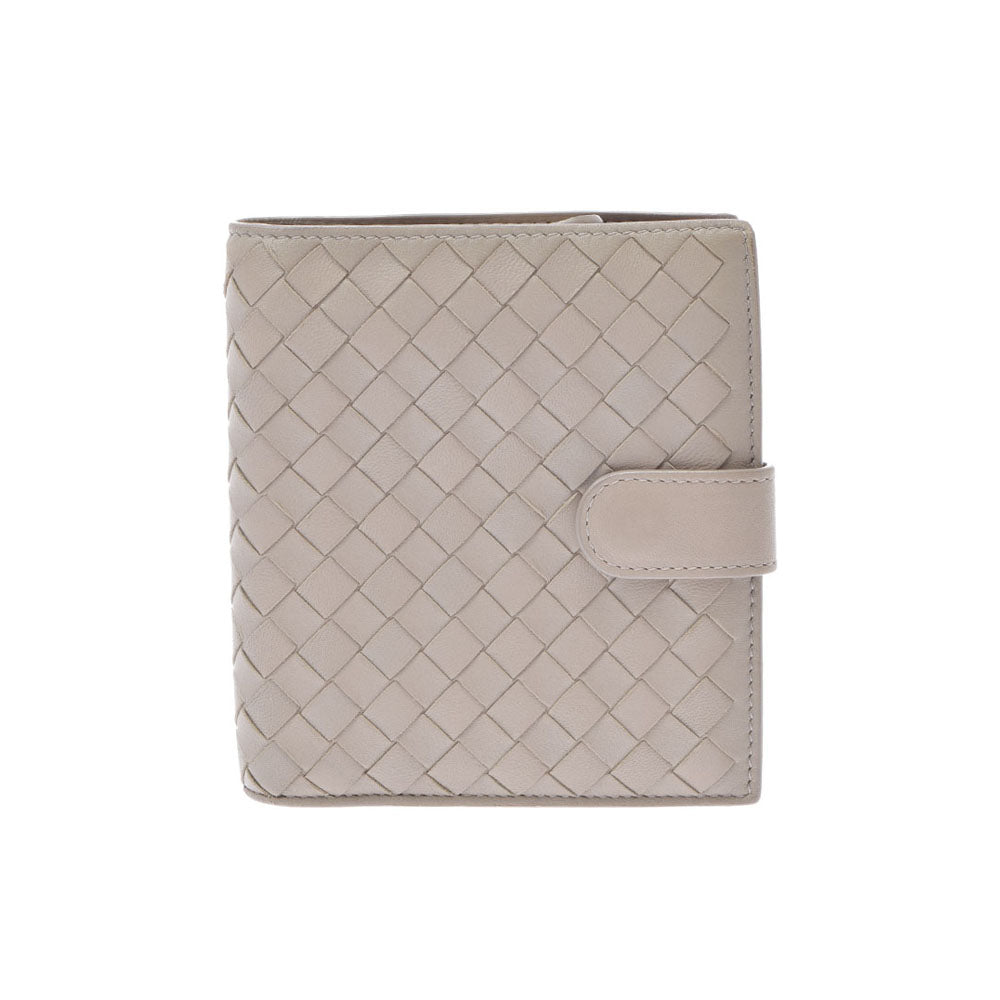 BOTTEGAVENETA ボッテガヴェネタ イントレチャート コの字ファスナー財布 グレー BD3516233H ユニセックス ラムスキン 二つ折り財布 Aランク 中古 