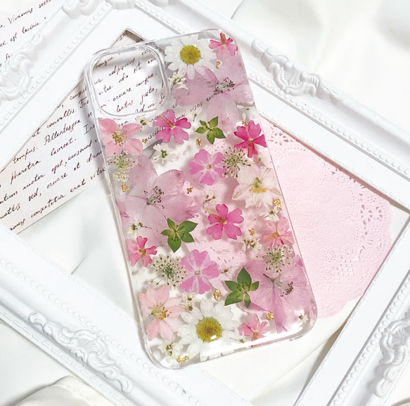 押し花スマホケース 押し花iPhoneケース 押し花ケース