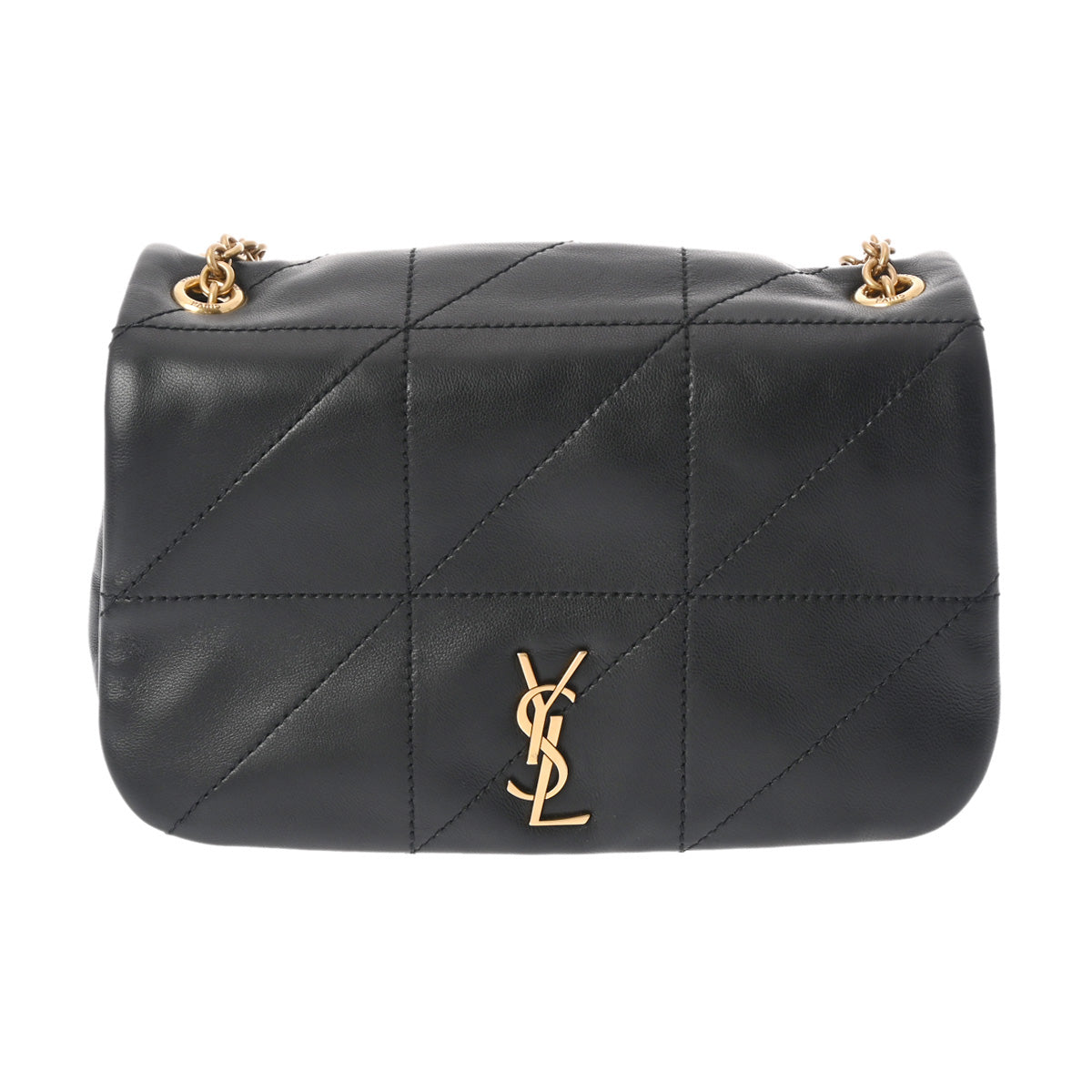 YVES SAINT LAURENT イヴサンローラン ジェイミー 4.3 ミニチェーンバッグ ブラック GP金具 レディース ラムスキン ショルダーバッグ Aランク 中古 