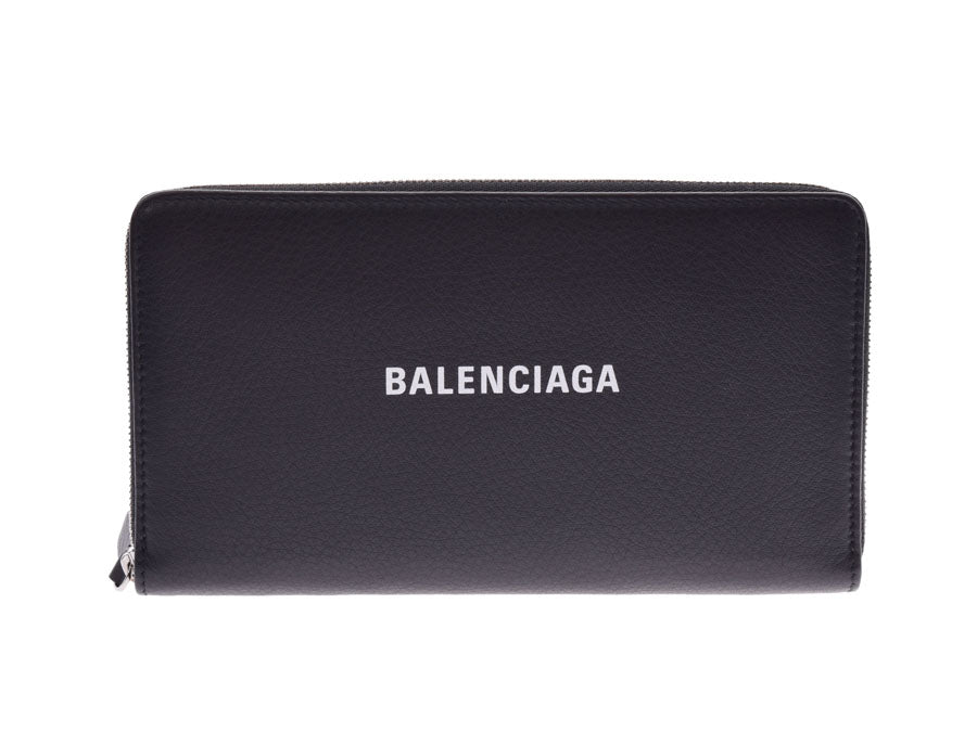 バレンシアガ エブリデイ コンチネンタル ジップアラウンド 黒 レディース メンズ カーフ 長財布 新同 美品 BALENCIAGA 中古 