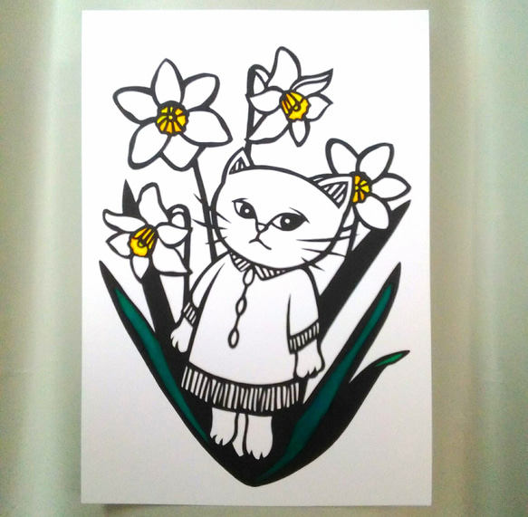 【切り絵】原画　A5サイズ　narcissus