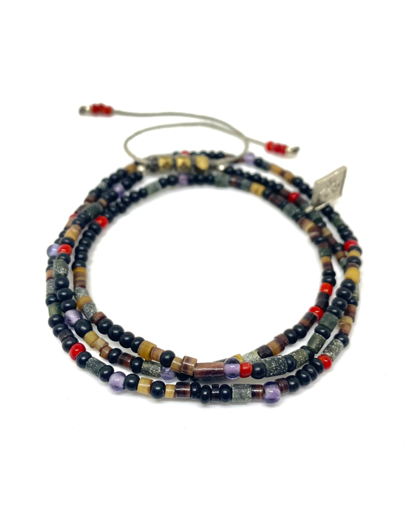 【BG】Buffalo horn & Antique beads 3Wrap Bracelet 〈BG22B0001〉