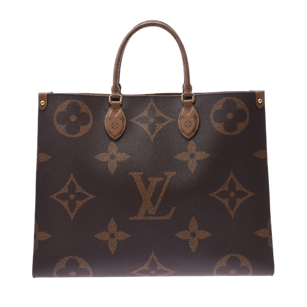 LOUIS VUITTON ルイヴィトン ジャイアントモノグラム オンザゴーGM リバース ブラウン M45320 ユニセックス モノグラムリバースキャンバス 2WAYバッグ Aランク 中古 