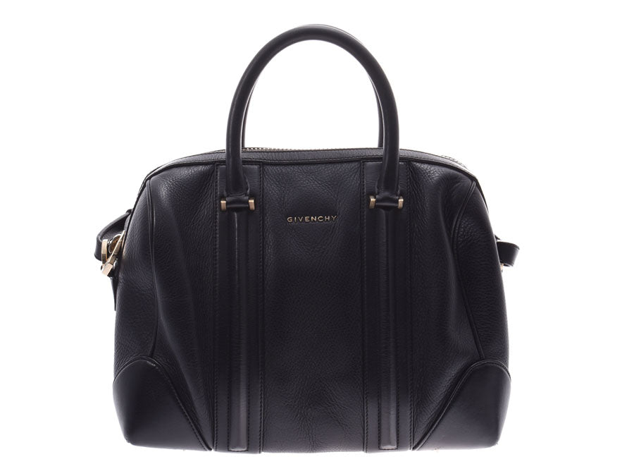 ジバンシー ルクレッツア 黒 レディース メンズ カーフ 2WAYハンドバッグ ABランク GIVENCHY 中古 