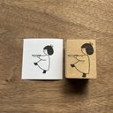 ■受注制作■【お皿にのせて/ボブ】イラストはんこ　3×4cm　ラバースタンプ