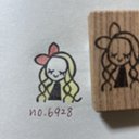 スタンプ　No. 6928リボンの女の子