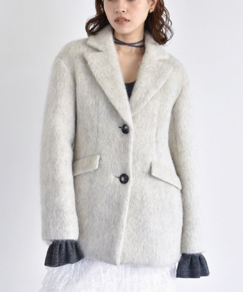 CODE A | waist shape shaggy coat