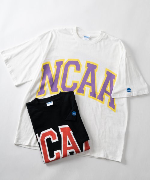 【NCAA】　エヌ・シー・エー・エー　ビッグロゴプリント　半袖Tシャツ/アメカジ/スポーツMIX/デカロゴ/バックプリント/オーバーサイズ/ビッグシルエット