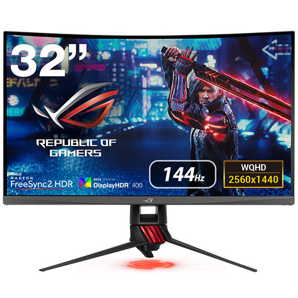 ASUS 31.5インチワイド液晶モニター XG32VQR WQHD(2560×1440)/HDMI/DisplayPort 1台（直送品）