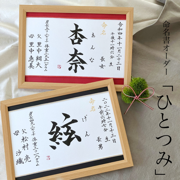 命名書オーダー　水引フレーム「ひとつみ」