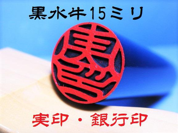 はんこ 実印 銀行印 印鑑登録に最適★人気の印相体★ スタンダード印  黒水牛 15ミリ☆送料無料☆