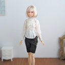 再942【momokoDOLLシャツ】白のピンタックブラウス※1/6ドール服