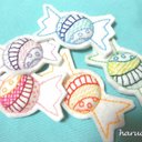 キャンディの刺繍マグネット　５色　ステッカー付き