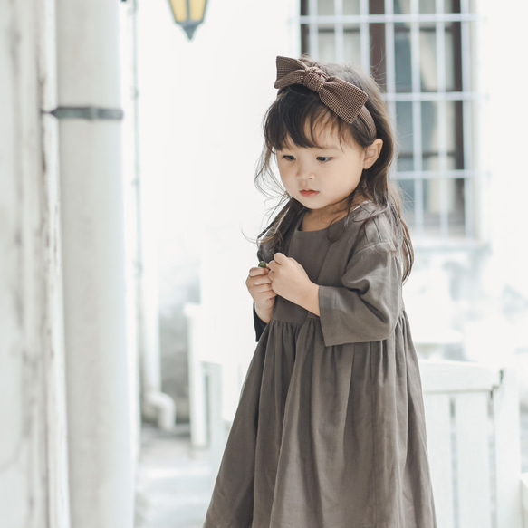 《80〜130cmオーダー可》 ココアのナチュラルワンピース 女の子 おしゃれ かわいい 大人っぽい 子供服 無地 茶