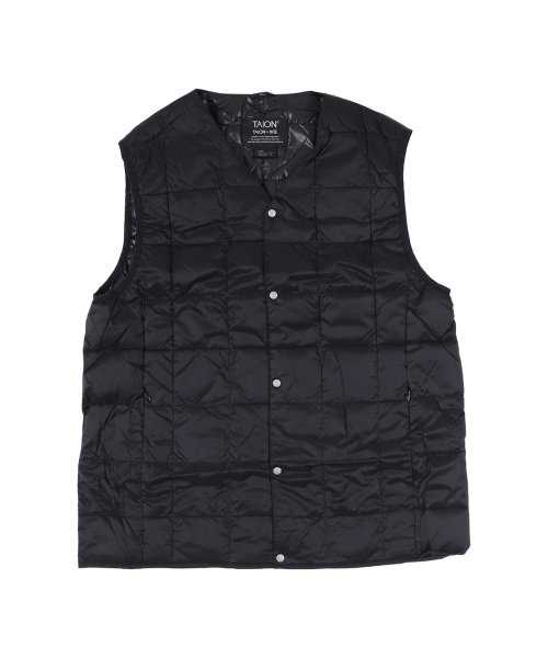 TAION タイオン インナーダウン ベスト アウター メンズ ベーシック Vネックボタン 防寒 V NECK BUTTON DOWN VEST ブラック グ