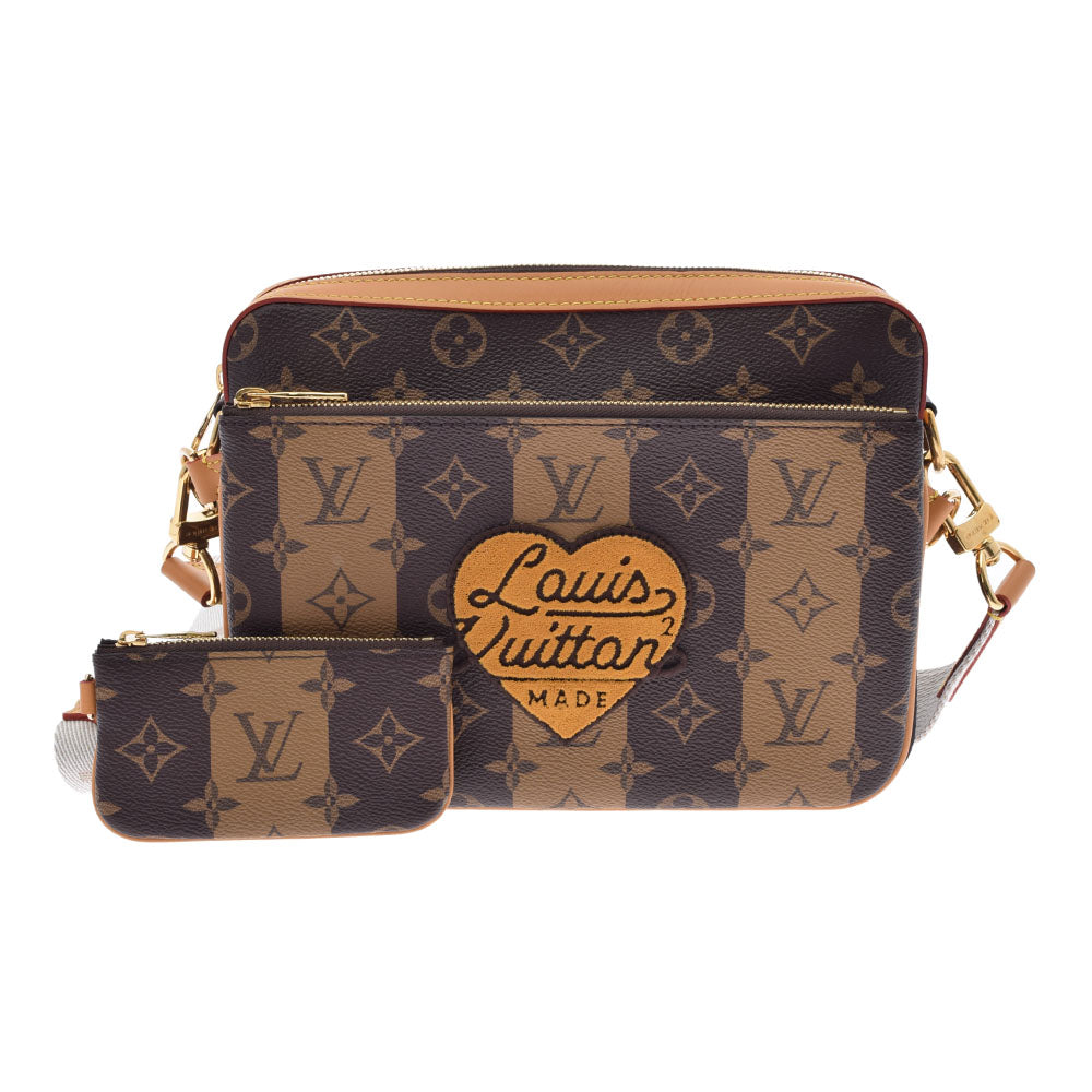 LOUIS VUITTON ルイヴィトン モノグラム ストライプ トリオ メッセンジャー NIGOコラボ ブラウン M45965 メンズ モノグラムキャンバス ショルダーバッグ 未使用 