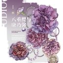 海外PETテープ 八重桜＆カーネーション ピンクの花 紫の花 マスキングテープ グーカテープ 装飾系 海外マステ ステッカー スマホ用 膠帶 コラージュ用ノート