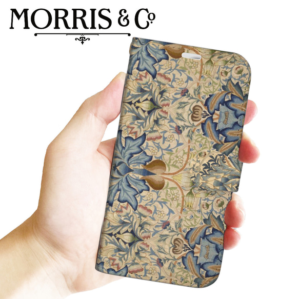 【モリス柄最多の品揃え　高精細画像使用】iPhoneケース　Willam Morris Wall Hanging　手帳型