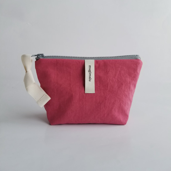 poitto16 マチ5深型 天然色素染NYLON POUCH ..Safflower..