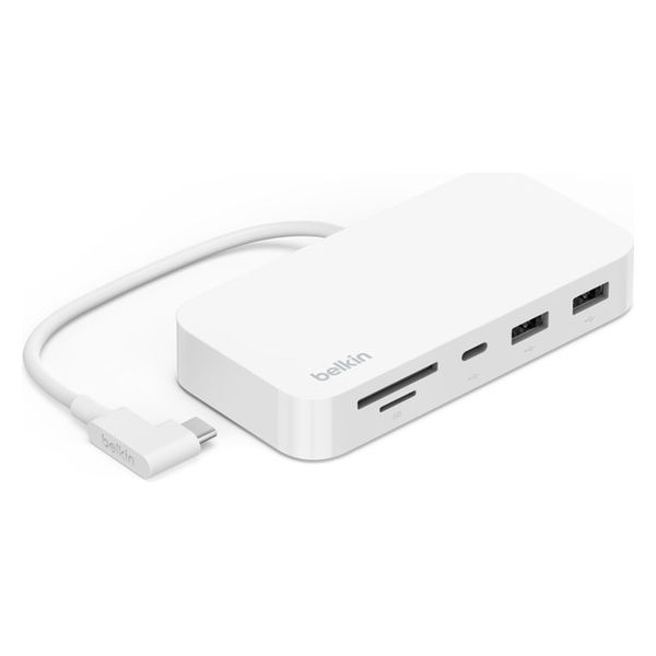 Belkin USB-Cハブ 6-in-1 LAN カードスロット iMac用背面マウント付き ドッキングステーション ホワイト