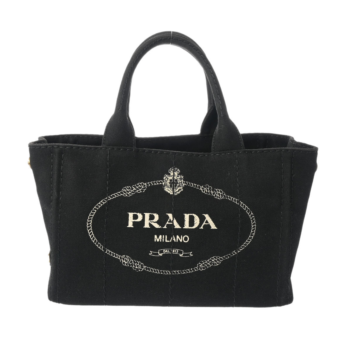 PRADA プラダ カナパ ミニ ファブリック 2WAY 黒 1BG439 レディース キャンバス トートバッグ ABランク 中古 