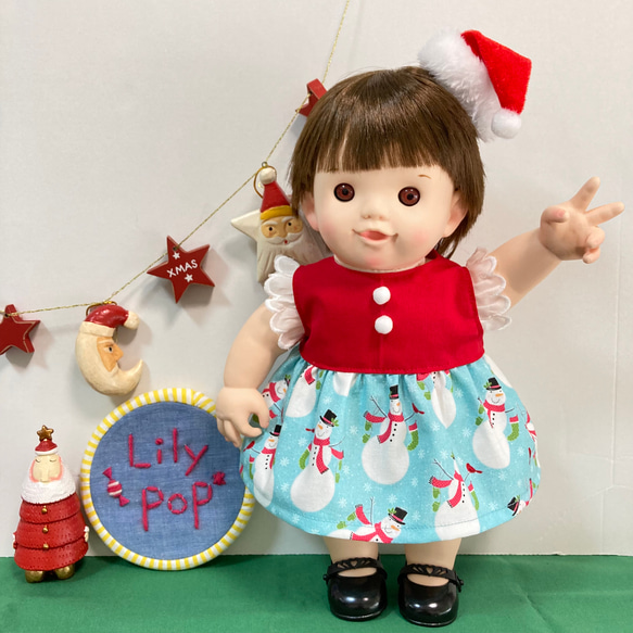 スノーマンクリスマスワンピース☆　ぽぽちゃん　服　USAコットン