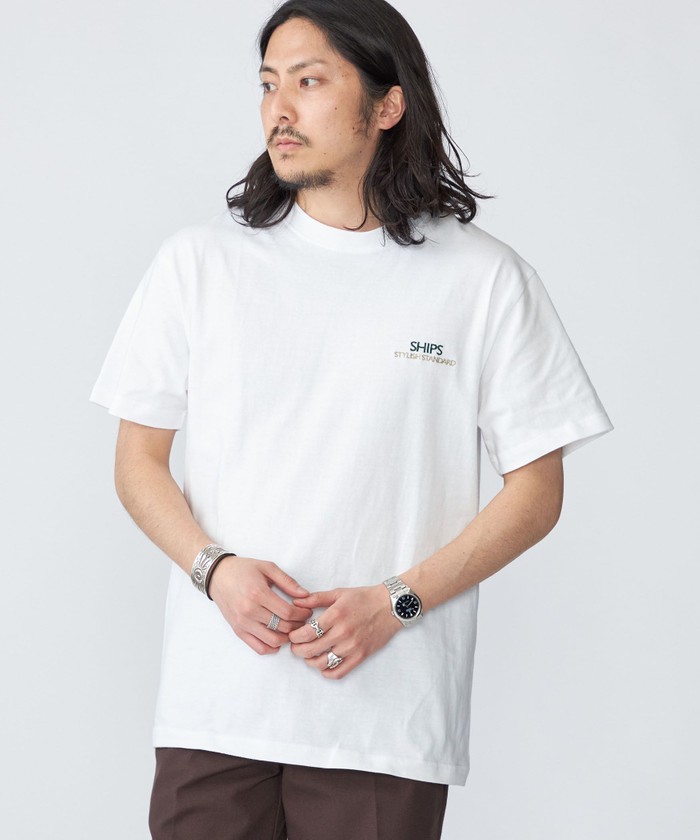 シップス　メン/*SHIPS: STYLISH STANDARD ロゴ 刺繍 Tシャツ