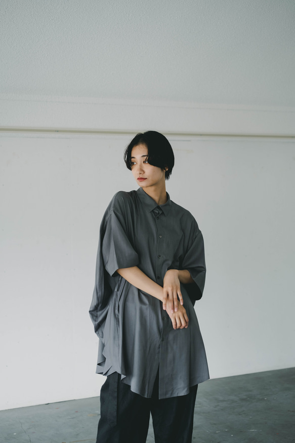 円環shirt　half sleeve　silk＆wool