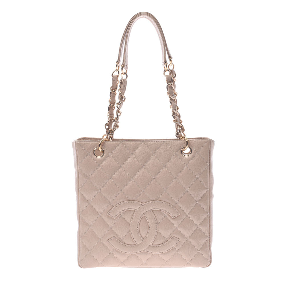 CHANEL シャネル マトラッセ PST チェーントート ベージュ ゴールド金具 レディース キャビアスキン トートバッグ ABランク 中古 