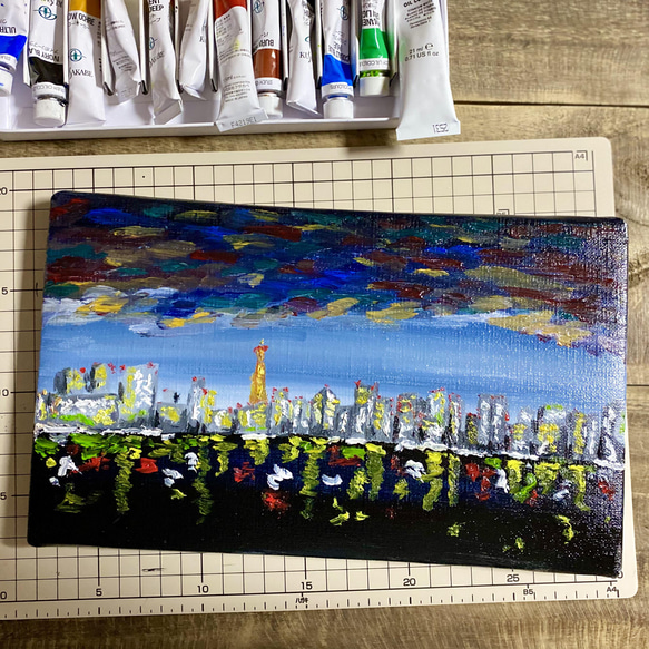 油絵・インテリア絵画/東京タワーが見える夜景＊1点もの