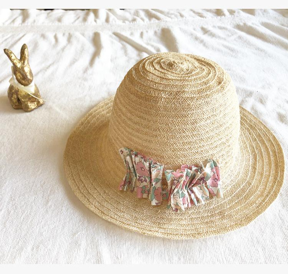 キッズ用　　リバティ　プリムローズ×French linen hat