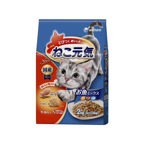 ユニ・チャームねこ元気おいしさバランス全猫用 お魚ミックス かつお・白身魚入り２．０ｋｇ