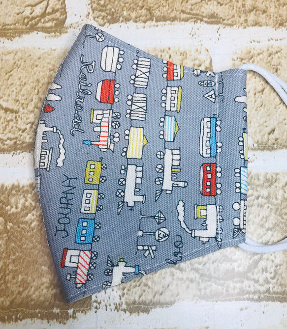 ハンドメイド♡布マスク♡汽車♡子供用大きめ