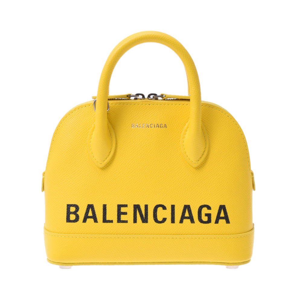 BALENCIAGA バレンシアガ ヴィル トップ ハンドルバッグXXS 黄 550646 レディース レザー 2WAYバッグ Aランク 中古 