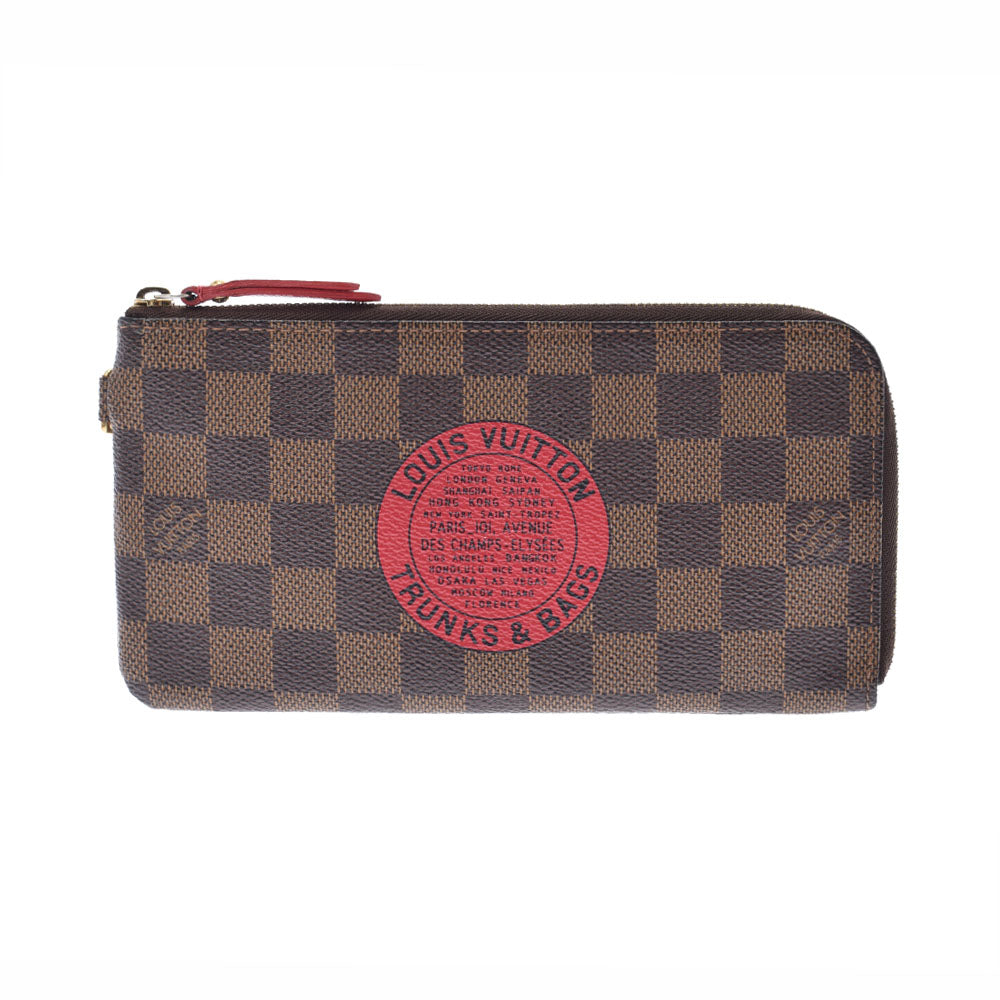 LOUIS VUITTON ルイヴィトン ダミエ T＆B ポルトフォイユコンプリス レッド N61740 ユニセックス ダミエキャンバス 長財布 Bランク 中古 