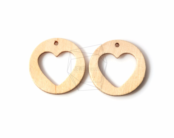 BSC-219-G【4個入り】ハートウッドビーズ,heart Wooden Beads /30mm x 30mm