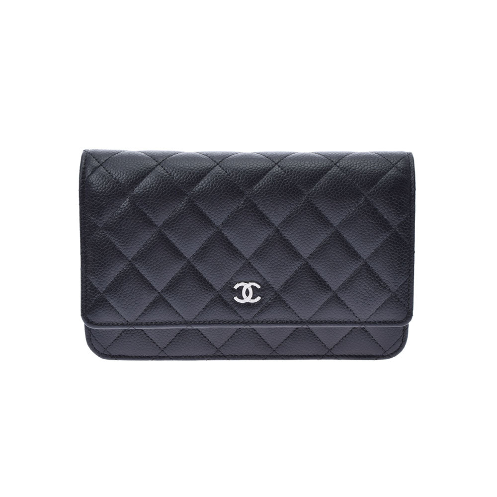 CHANEL シャネル マトラッセ チェーンウォレット 黒 シルバー金具 レディース キャビアスキン ショルダーバッグ 未使用 