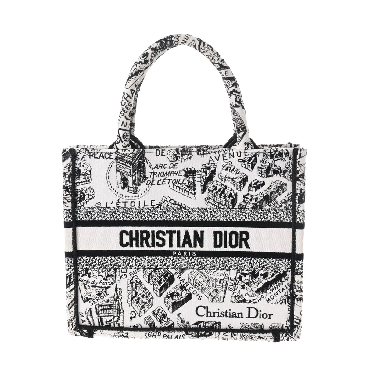 CHRISTIAN DIOR クリスチャンディオール ブックトート スモール 白/黒 レディース キャンバス トートバッグ 未使用 