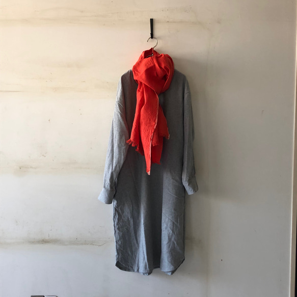 起毛コットン pullover long shirt/丸襟プルオーバーシャツ