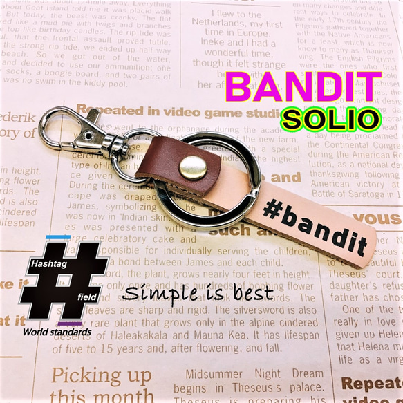 #BANDIT 本革ハンドメイド ハッシュタグチャームキーホルダー ソリオ SOLIO バンディット