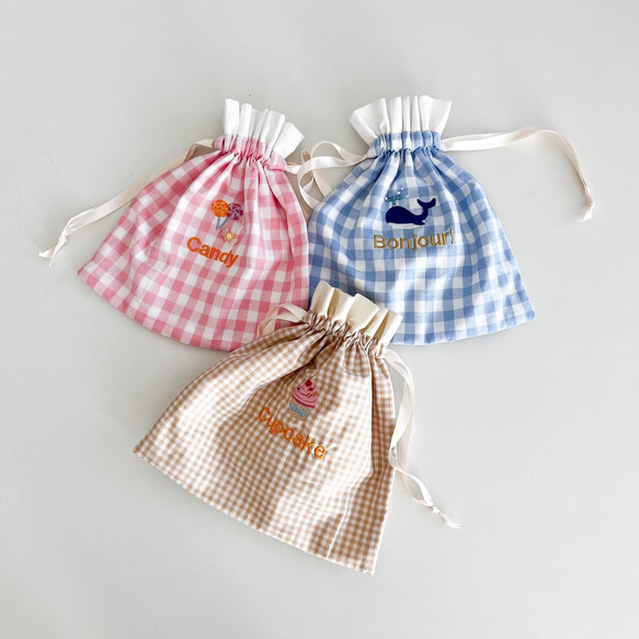 drawstring bag ギンガムチェック【S】