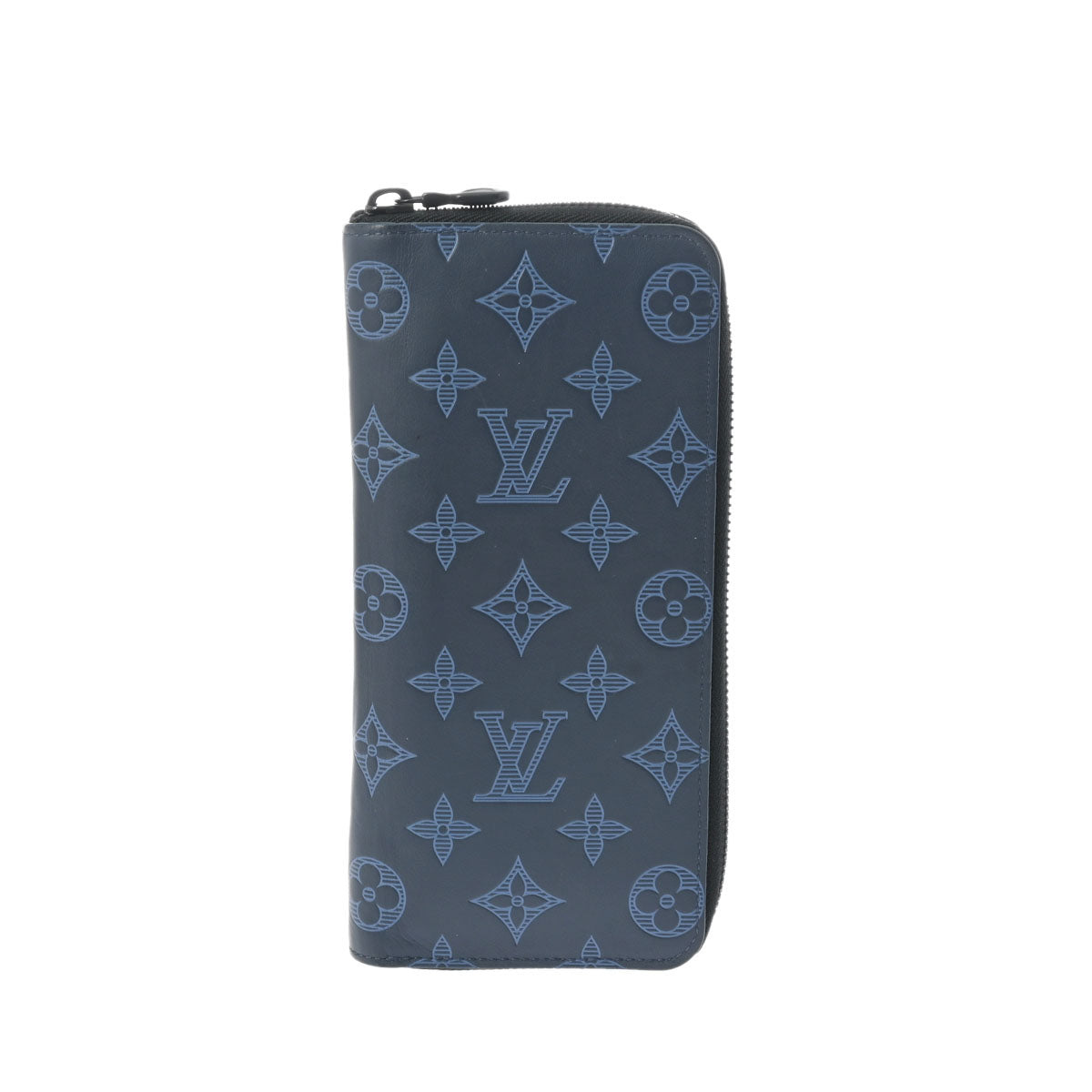 LOUIS VUITTON ルイヴィトン モノグラムシャドウ ジッピーウォレット ヴェルティカル ブルー M80423 メンズ レザー 長財布 Bランク 中古 