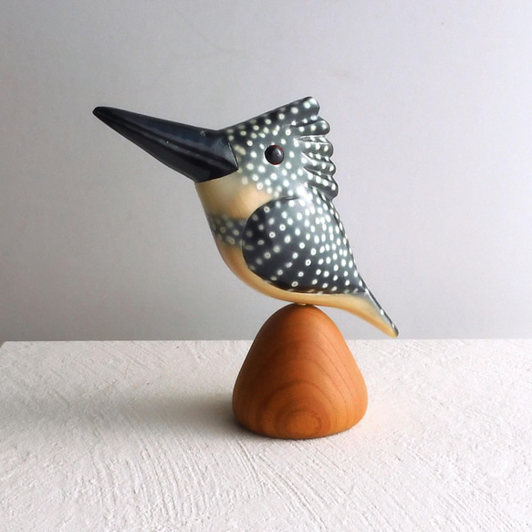 ヤマセミ （木・鳥・置物） Crested kingfisher / wooden bird / animal